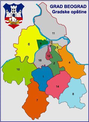 Mapa Beograda i gradskih opstina