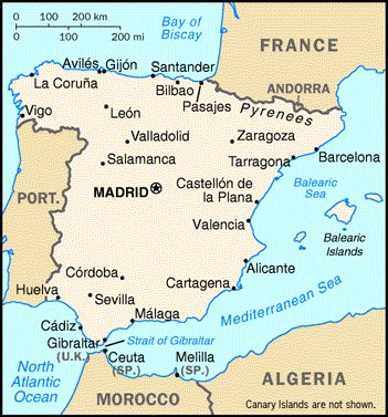 pirineji karta Spanija pirineji karta