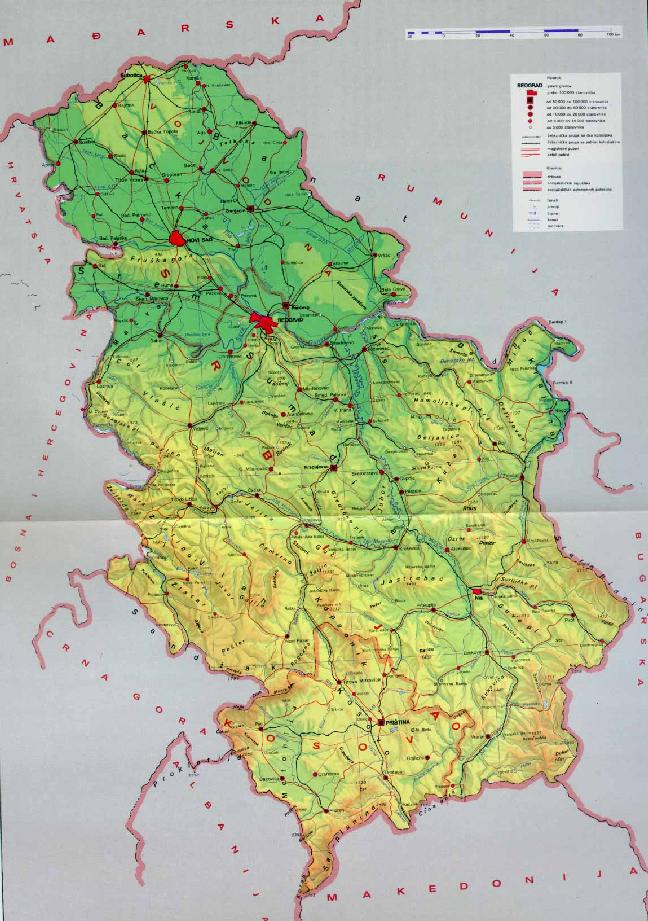 geografska karta srbije reljef GEOGRAFIJA geografska karta srbije reljef