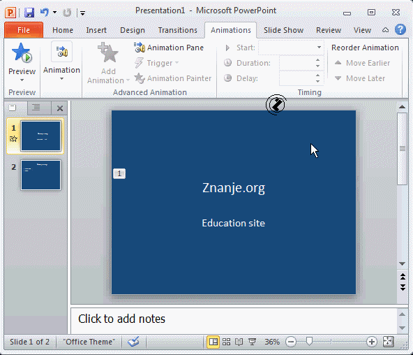 PowerPoint-Animation type - Split