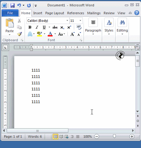 mouse symbols in word 2010