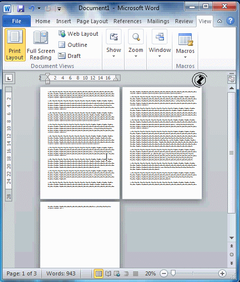 WORD 2010 -Environment -ZOOM IN and ZOOM OUT using mouse scroll wheel