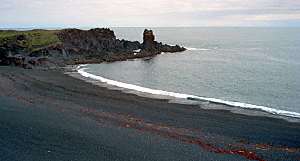 Shelving beach