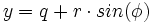 y = q + r \cdot sin(\phi)